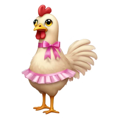 Chicken with pink ribbon and ballerina dress sticker