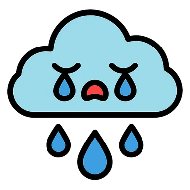 crying cloud icon with color outline style sticker