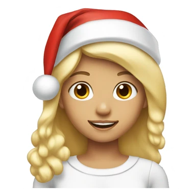 Girl with blonde hair and with a Santa Claus hat sticker