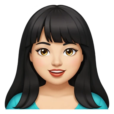 Latina female with bangs black long hair plus size eye wink sticker