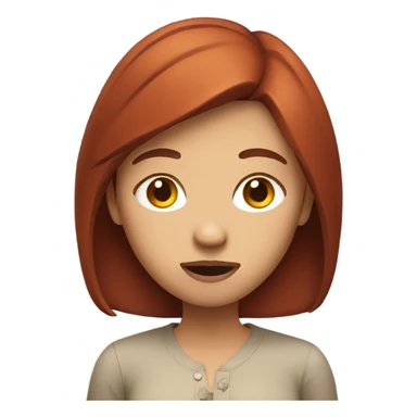 Girl with medium length brown and red hair shrugging  sticker