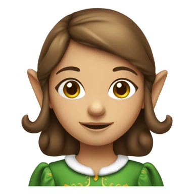Brown haired little girl Christmas elf sticker