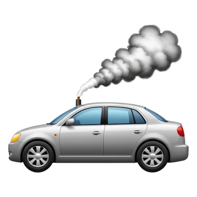 smoking car with visible exhaust smoke, simple and expressive sticker