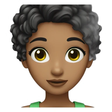 girl short black hair green eyes sticker