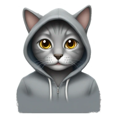 Grey cat wearing hoodie  sticker