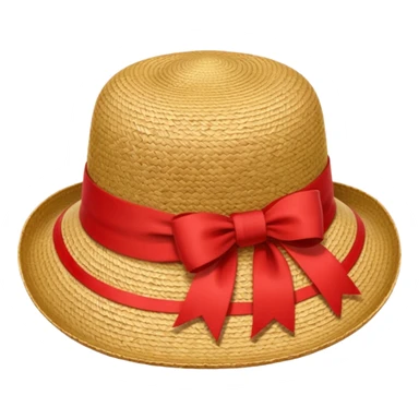 Straw hat emoji with red ribbon on it sticker