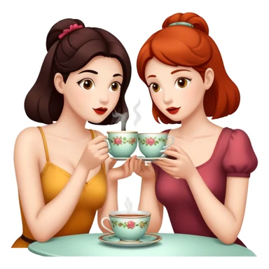 gossip over tea two girl friend sticker