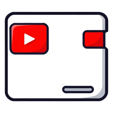 YouTube logo, red rounded rectangle with white play button sticker