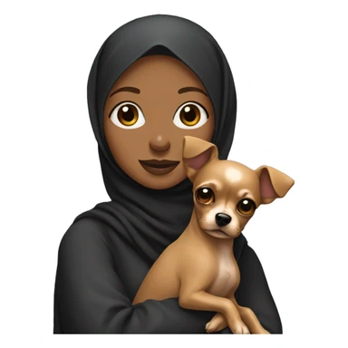 Black hijabi holding brown chihuahua poodle sticker