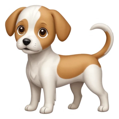 a full body white beagle x maltese x chi dog the size of a kelpie with light brown ears and a light brown patch on one eye sticker