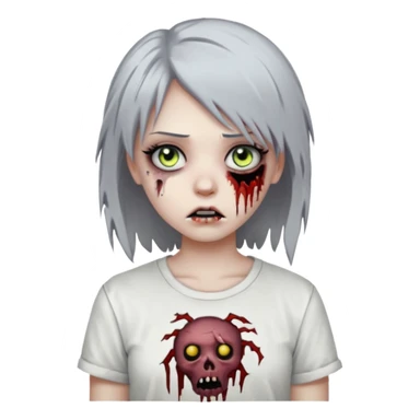 zombie girl with emo hair and white shirt emoji sticker