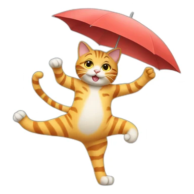 cat dancing with an umbrella sticker