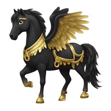 Black Pegasus, golden horseshoes on its hooves  sticker