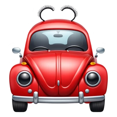 red beetle car with eyelashes sticker