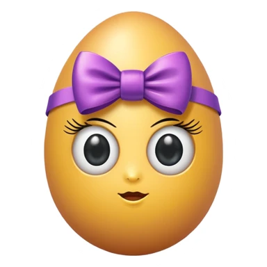 Egg emoji with lashes and a bow sticker