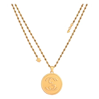 luxury gold Gucci chain necklace with pendant sticker