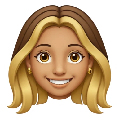 Girl with olive skin, long brown hair with blonde highlights, gold nose piercings on both sides, and braces  sticker