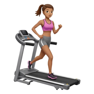 Full hyperrealistic pencil drawing of athletic girl with brown hair doing cardio on treadmill sticker
