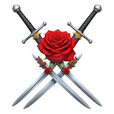 Crossed weapons with a rose sticker
