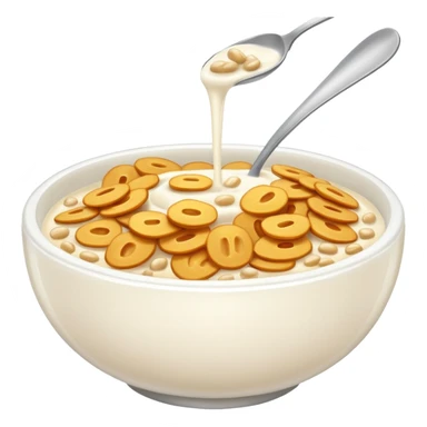 a bowl of wheat cereal with milk WITHOUT a spoon.  sticker