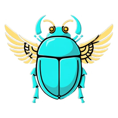 ancient Egyptian scarab beetle with metallic mechanical wings sticker