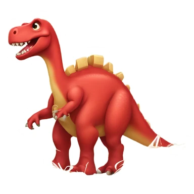 Red dinosaur with hay sticker