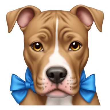 Light brown pitbull with ears cut and blue bows sticker