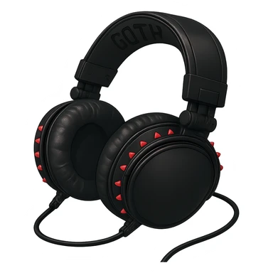 Remove the background and keep only the goth headphones in a realistic anime style with no background. sticker