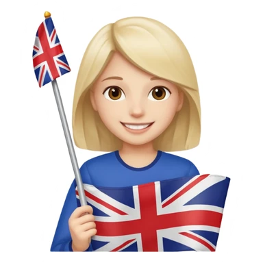 A girl from prestigios school holding British flag sticker