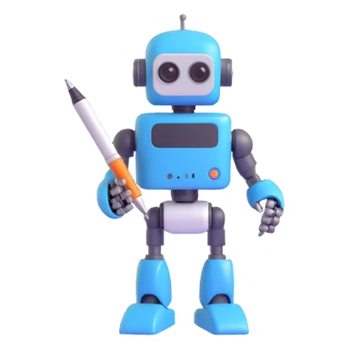 robot holding a pen sticker