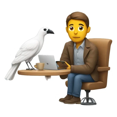 Man with bird and phone liying  sticker