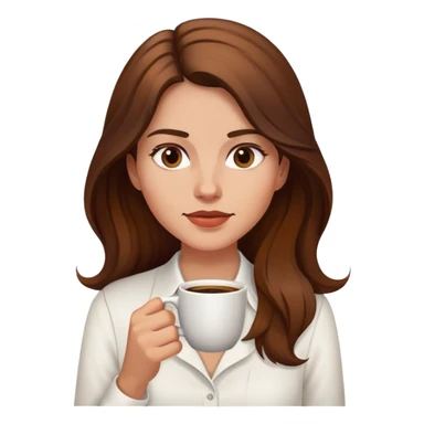 Yoga Woman white shirt long brown hair drinks coffee sticker