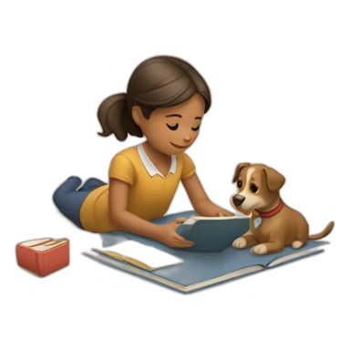 Niña estudiando su perro sticker