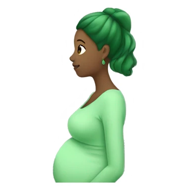 Pregnant woman all in green from the side profile with green skin tone and eyes  sticker