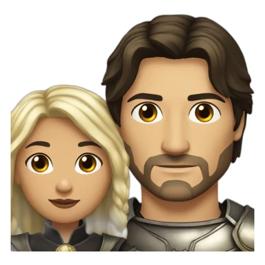 black haired woman and jaime lannister from game of thrones, cute couple sticker