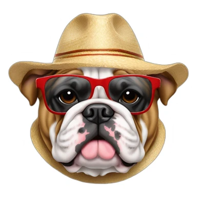 Bulldog ingles con sombrero y gafas de sol sticker