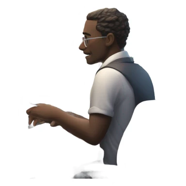 trader with computer sticker