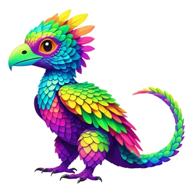 Exotic vibrant lush neon-colored Fakémon-Trico-creature (full body) sticker