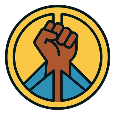 Black Lives Matter peace symbol with fist symbolizing hope, minimal style, no text sticker