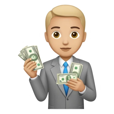 Bank teller holding cash sticker