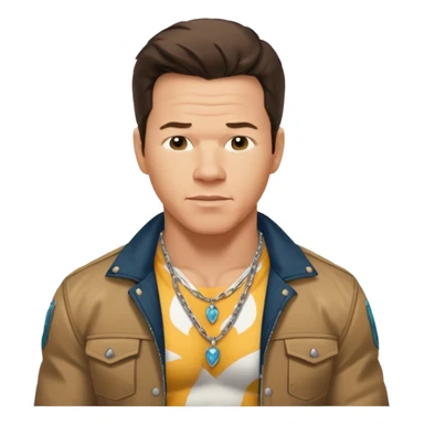 Mark Wahlberg as Marky Mark with shirtless with necklace, jacket sticker