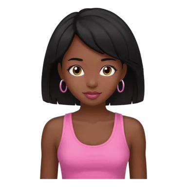 chica morena , corte de cabello negro y medio, con una blusa de tirantes simple, rosa y coquette sticker