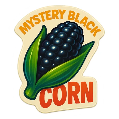 A sticker of Mystery Black Corn sticker