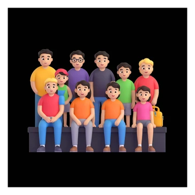 depict 8 people, 5 of which are girls and 4 are boys sticker