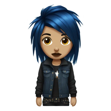 punk rock emo girl brown skin dark blue hair  sticker