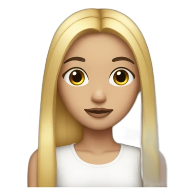 Girl with long straight blond hair and black eyebrows and eyelashes sticker