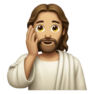 jesus listening with hand over ear sticker