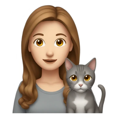 white woman with brown hair and one grey cat and one brown cat sticker