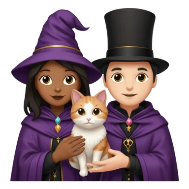 magician couple and their pet cat sticker