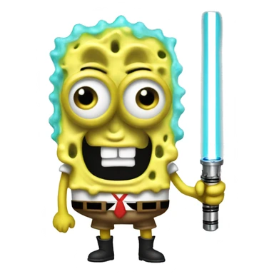 SpongeBob with lightsaber  sticker